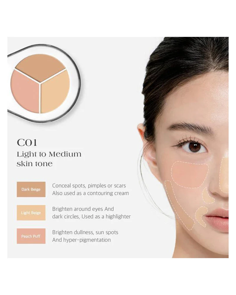 Dear.A Perfect Cover Concealer Palette: With Angled Brush - Image 8