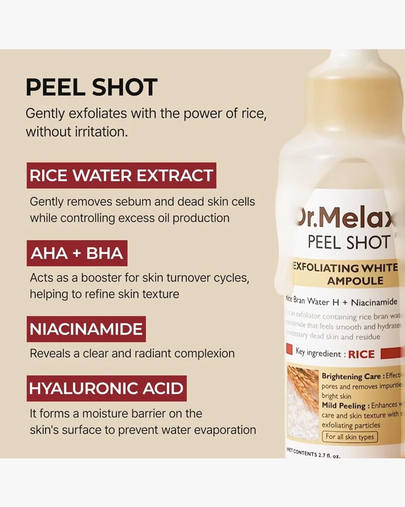 Dr. Melaxin Peel Shot Exfoliating White Rice Ampoule - Image 5
