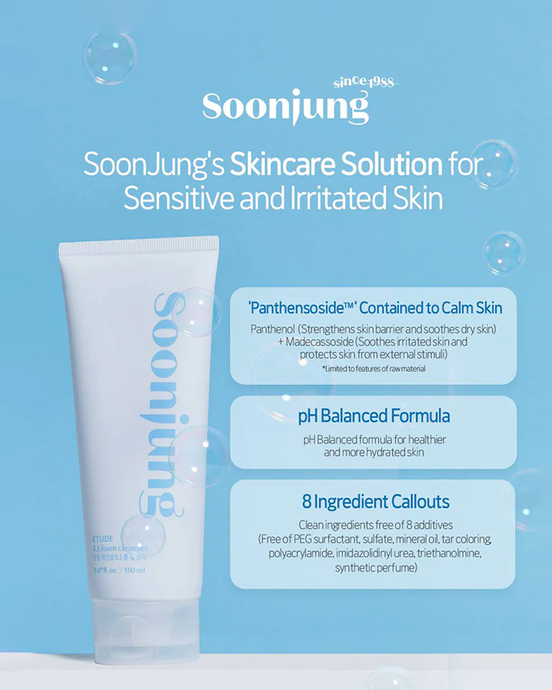 Etude SoonJung 5.5 Foam Cleanser 150mL - Image 4
