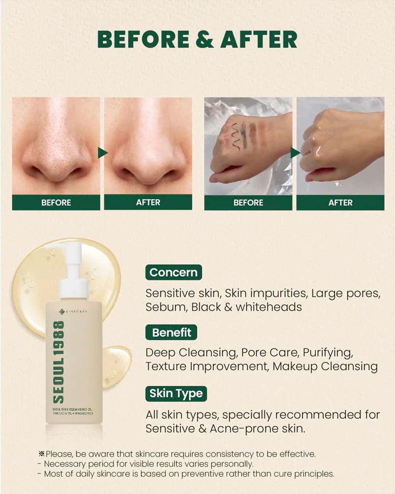 K-SECRET SEOUL 1988 Cleansing Oil: Pine Cica 1% + Probiotics - Image 7