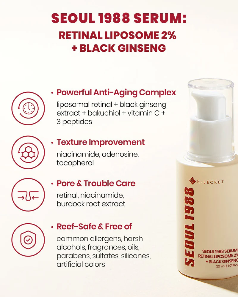 K-SECRET SEOUL 1988 Serum: Retinal Liposome 2% + Black Ginseng 30ml - Image 4