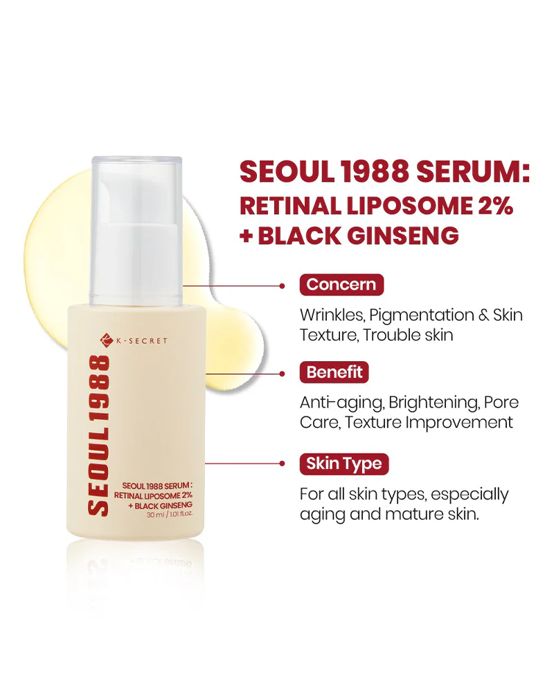 K-SECRET SEOUL 1988 Serum: Retinal Liposome 2% + Black Ginseng 30ml - Image 5