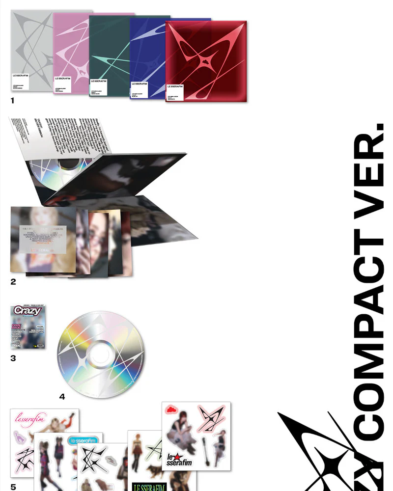 LE SSERAFIM - 4TH MINI ALBUM [CRAZY] (COMPACT Ver.) (5 Versions) - Image 2