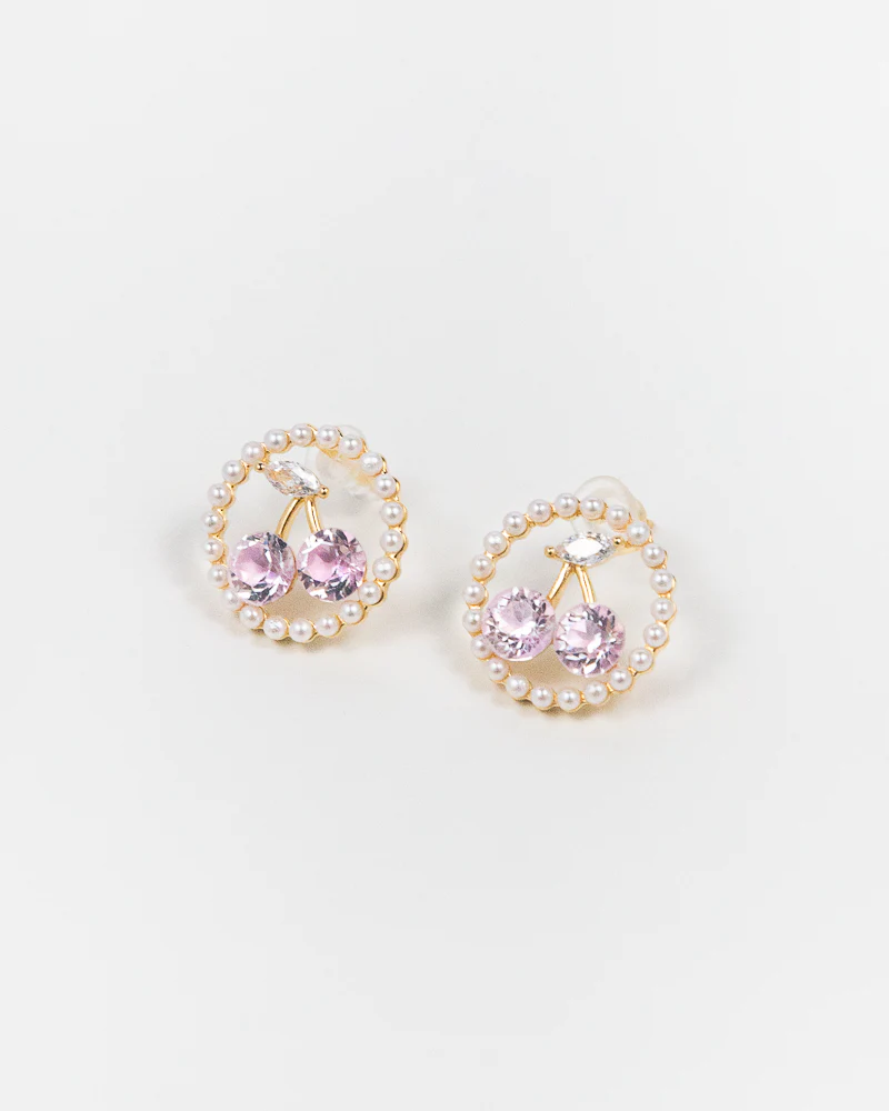 NYU NYU Cherry Pearl Hoop Earrings