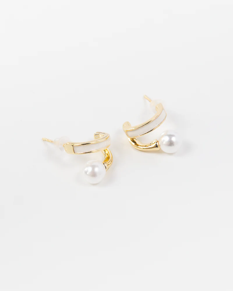 NYU NYU Gold and Pearl Loop Earrings