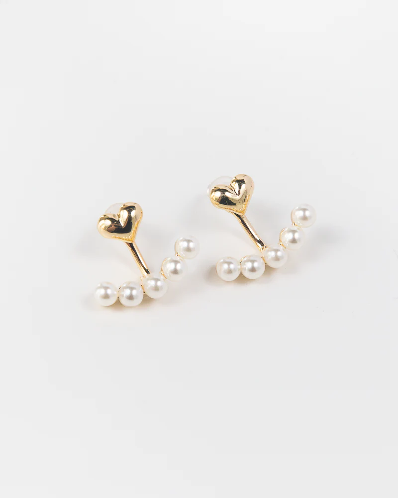 NYU NYU Heart Studs with Pearl Cuffs