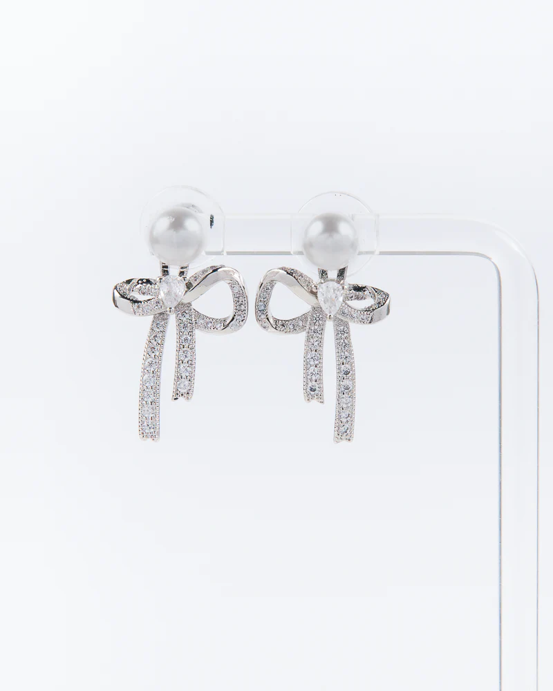 NYU NYU Pearl Bow Drop Earrings