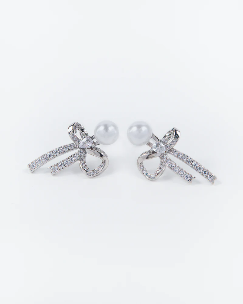 NYU NYU Pearl Bow Drop Earrings - Image 2