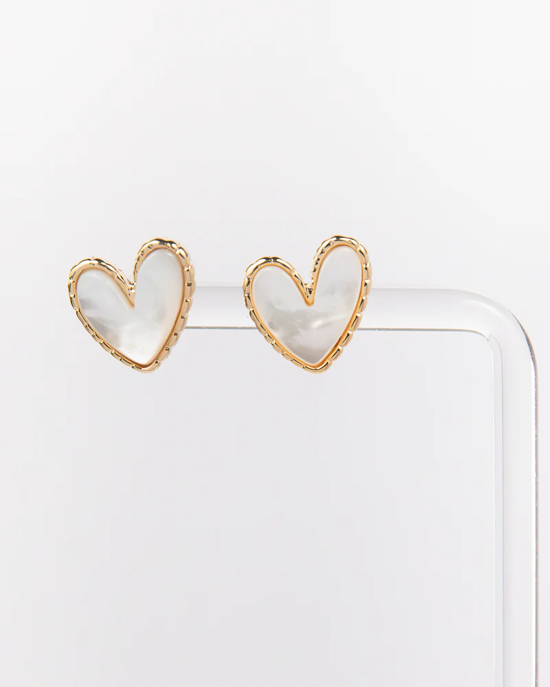 NYU NYU Pearl Heart Inlay Earrings - Image 2
