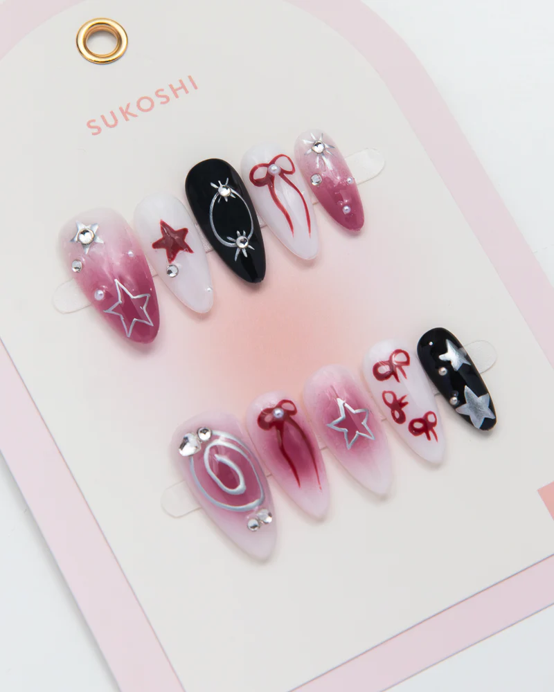 SUKOSHI Handmade Press-On Nails Cherry Bomb