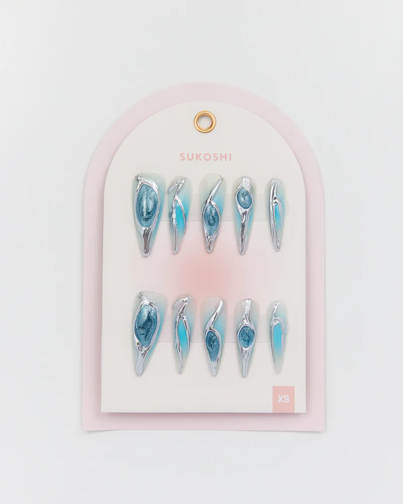 SUKOSHI Handmade Press-On Nails Chrome Frost - Image 2
