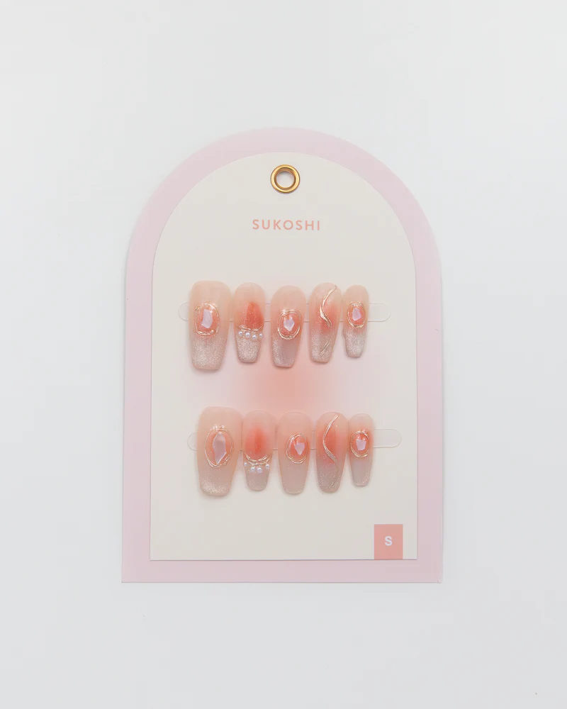 SUKOSHI Handmade Press-On Nails Peach Shimmer - Image 2