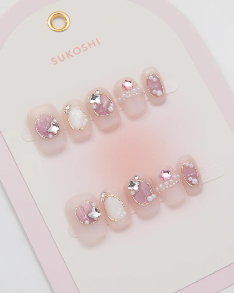 SUKOSHI Handmade Press-On Nails Pink Dollhouse
