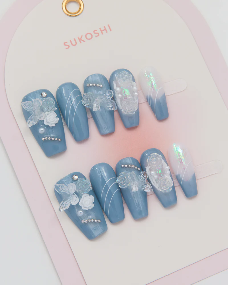 SUKOSHI Handmade Press-On Nails Seasalt Lychee