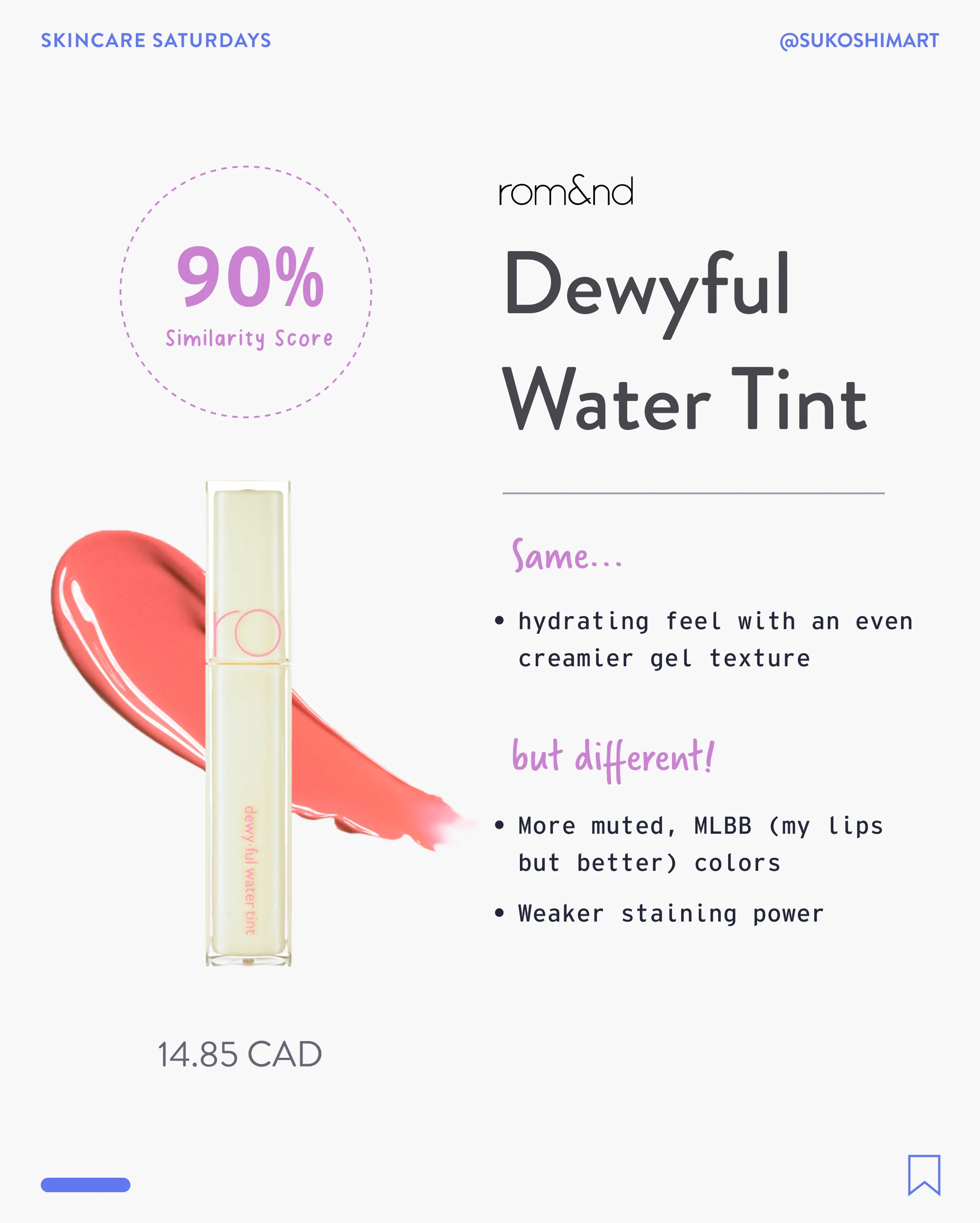 Warehouse Sale - rom&nd Dewyful Water Tint: Milk Grocery #09 Cotton Melba - Image 9